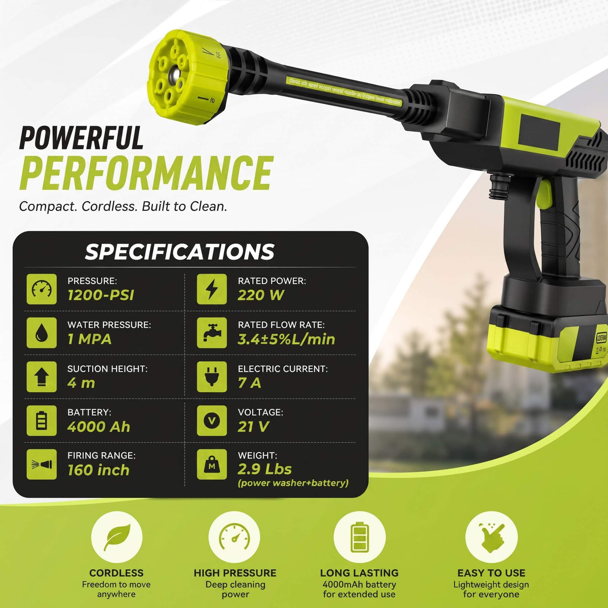 Portable Cordless Pressure Washer